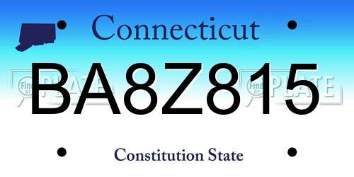 BA8Z815 Connecticut License Plate
