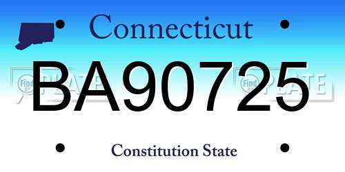 BA90725 Connecticut License Plate