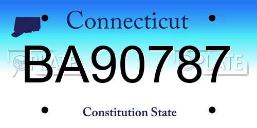 BA90787 Connecticut License Plate