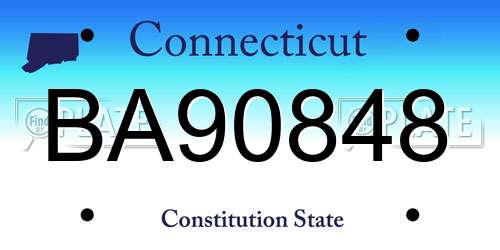 BA90848 Connecticut License Plate
