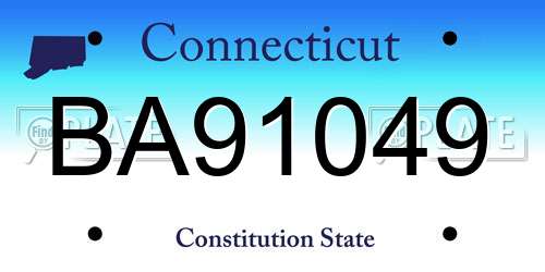 BA91049 Connecticut License Plate