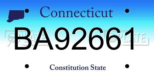 BA92661 Connecticut License Plate