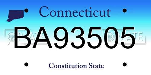 BA93505 Connecticut License Plate