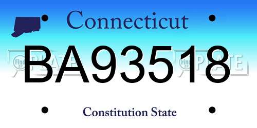 BA93518 Connecticut License Plate