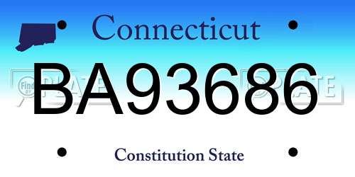 BA93686 Connecticut License Plate