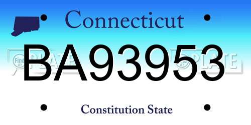 BA93953 Connecticut License Plate