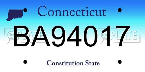 BA94017 Connecticut License Plate