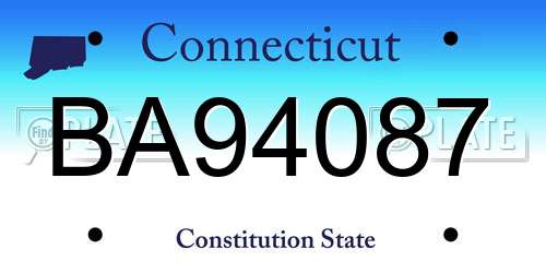 BA94087 Connecticut License Plate