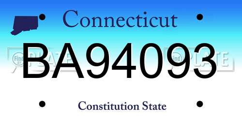 BA94093 Connecticut License Plate