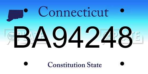 BA94248 Connecticut License Plate