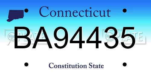 BA94435 Connecticut License Plate