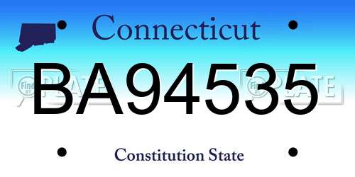 BA94535 Connecticut License Plate