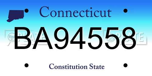 BA94558 Connecticut License Plate