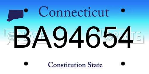 BA94654 Connecticut License Plate