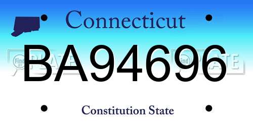 BA94696 Connecticut License Plate