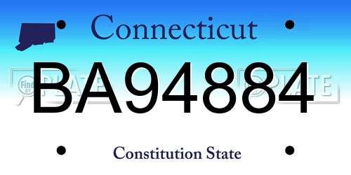 BA94884 Connecticut License Plate
