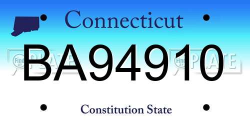 BA94910 Connecticut License Plate