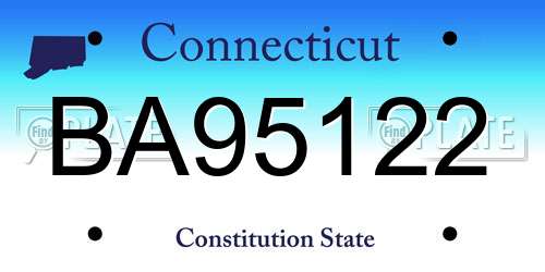 BA95122 Connecticut License Plate