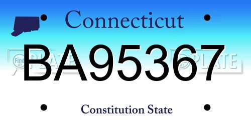 BA95367 Connecticut License Plate