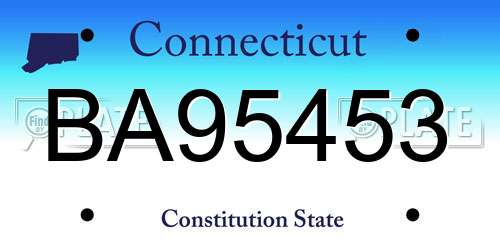 BA95453 Connecticut License Plate