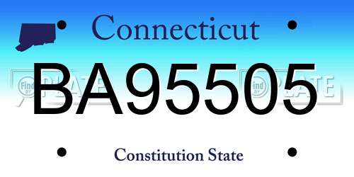 BA95505 Connecticut License Plate