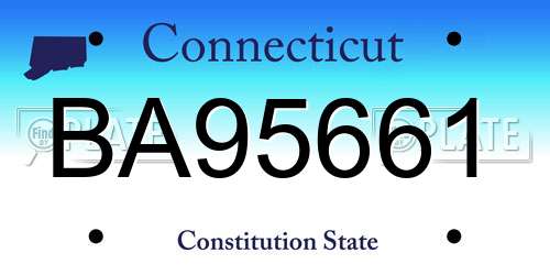 BA95661 Connecticut License Plate