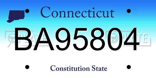 BA95804 Connecticut License Plate