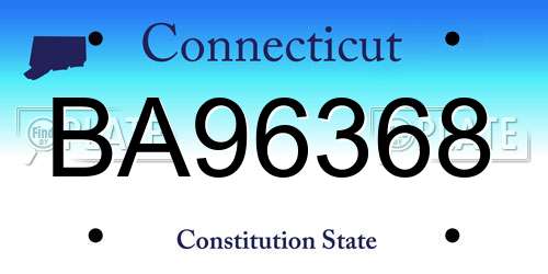 BA96368 Connecticut License Plate