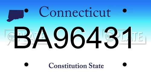 BA96431 Connecticut License Plate