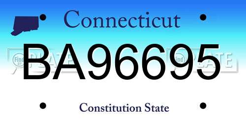 BA96695 Connecticut License Plate