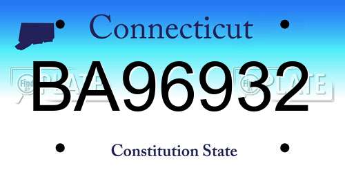 BA96932 Connecticut License Plate