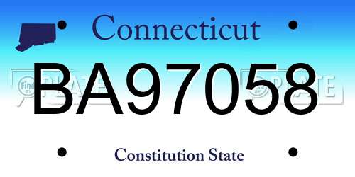 BA97058 Connecticut License Plate