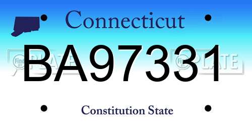 BA97331 Connecticut License Plate