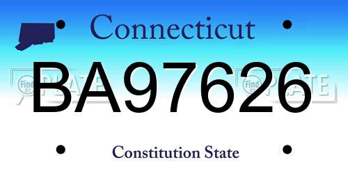 BA97626 Connecticut License Plate