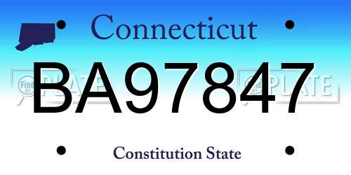 BA97847 Connecticut License Plate
