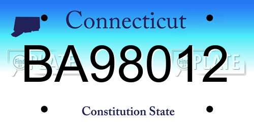 BA98012 Connecticut License Plate