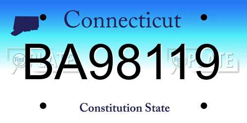 BA98119 Connecticut License Plate
