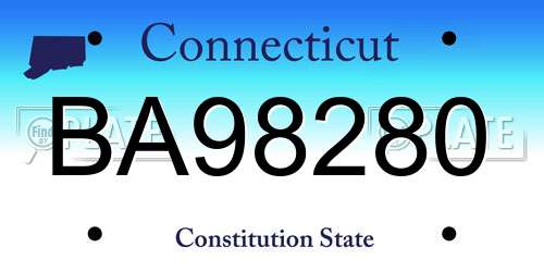BA98280 Connecticut License Plate
