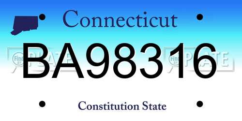 BA98316 Connecticut License Plate
