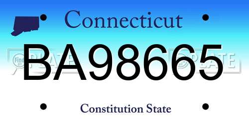 BA98665 Connecticut License Plate