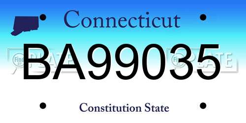 BA99035 Connecticut License Plate