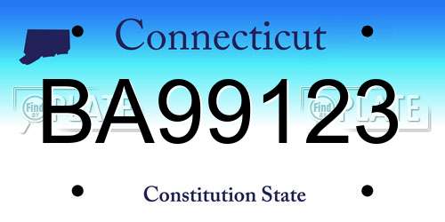 BA99123 Connecticut License Plate
