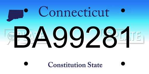 BA99281 Connecticut License Plate