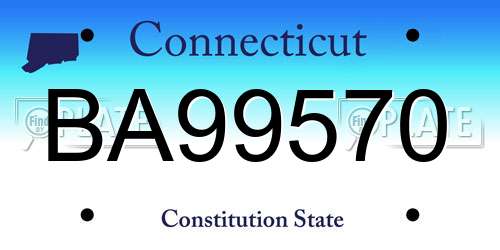 BA99570 Connecticut License Plate