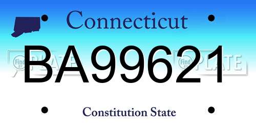 BA99621 Connecticut License Plate
