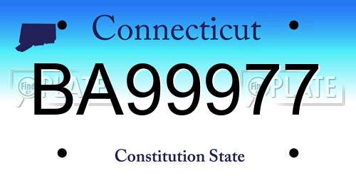 BA99977 Connecticut License Plate
