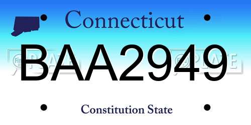 BAA2949 Connecticut License Plate