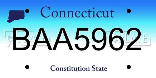 BAA5962 Connecticut License Plate