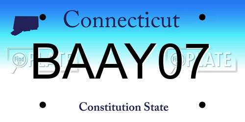 BAAY07 Connecticut License Plate