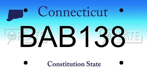 BAB138 Connecticut License Plate